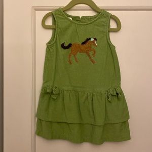 Cre8ions toddler girl green corduroy horse dress